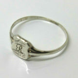 Size S Small Sterling Silver Shield Signet Ring - Engraved With Your Initial