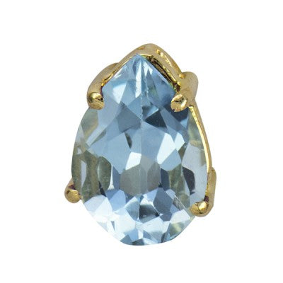 Genuine 9ct Yellow Gold Natural Blue Topaz Teardrop Studs Earrings 8mm x 10mm