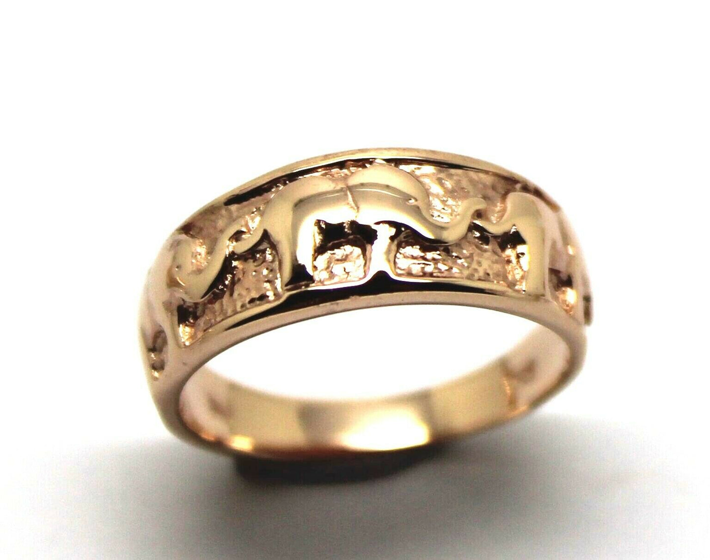 Genuine 9ct Solid Yellow, Rose or White Gold Lucky Elephant Ring Size Q