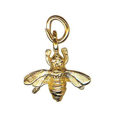 Genuine 9ct Yellow Gold Bee Pendant or Charm