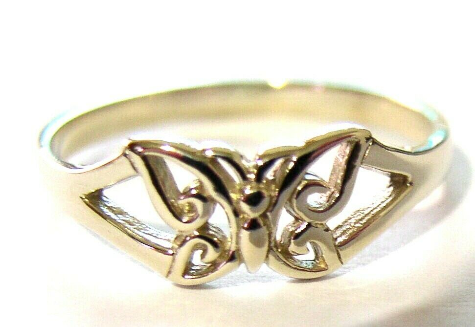 Genuine Solid 9ct 9k White Or Rose Or Yellow Gold Butterfly Ring 217 Choose Size