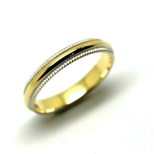 Size K 18ct Hallmarked 750 Yellow & White Gold Solid Dome & Rope Wedding Band