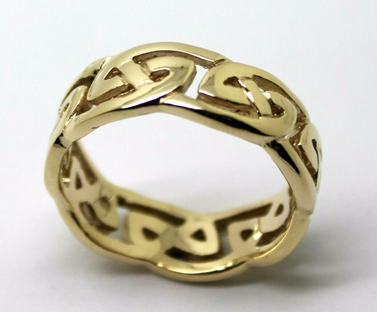 Heavy 9ct 375 Solid Gold Large Yellow, Rose Or White Celtic Ring In Your Size