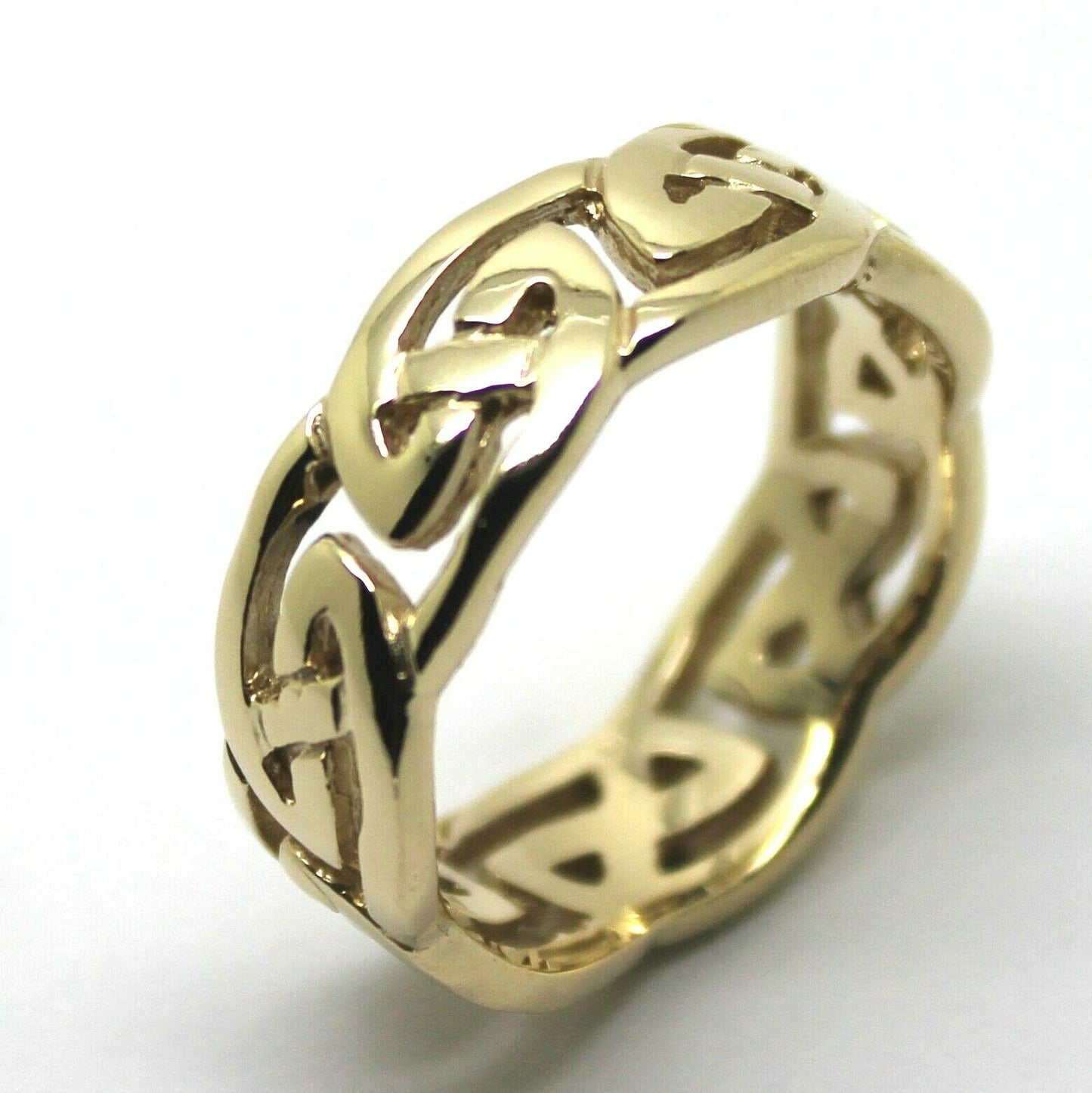 Heavy 9ct 375 Solid Gold Large Yellow, Rose Or White Celtic Ring In Your Size