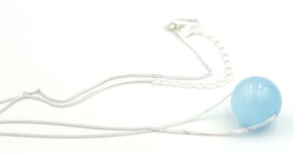 Sterling Silver Natural Aquamarine Bead on 45cm chain + 5cm Extender