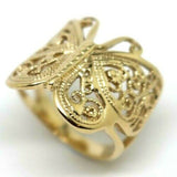 Large Solid 9ct Yellow, Rose or White Gold Filigree Butterfly Ring - Choose your size
