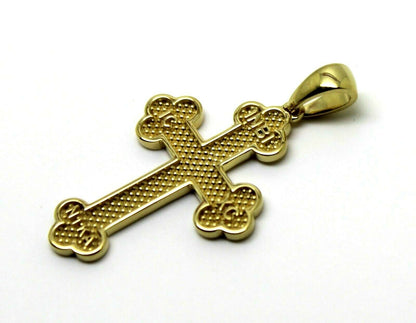 Genuine 18ct 18kt 750 Yellow, Rose or White Gold Byzantine Cross Pendant