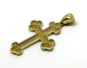 Genuine 18ct 18kt 750 Yellow, Rose or White Gold Byzantine Cross Pendant