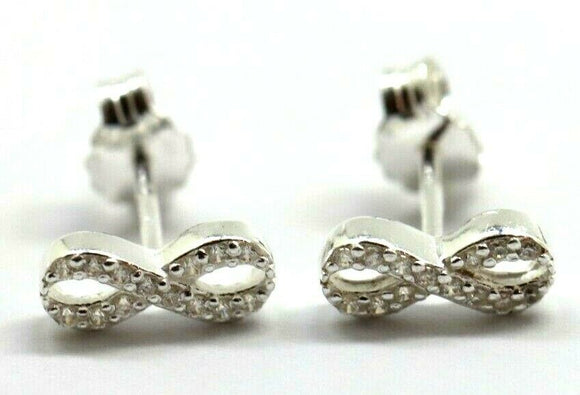 Sterling Silver Small Cubic Zirconia Infinity Earrings