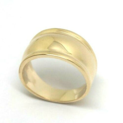 Genuine 9ct Yellow, Rose or White Gold Ridged Dome Ring 10mm Size I / 4.5