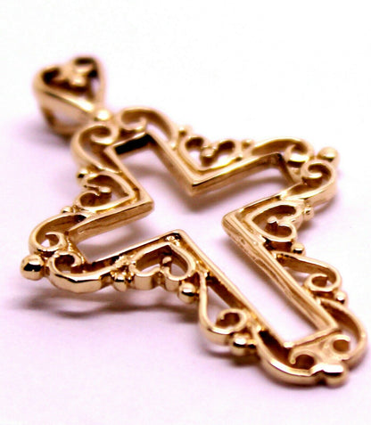 Kaedesigns, New 9ct Yellow Or Rose Or White Gold 375 Filigree Heart Cross Pendant