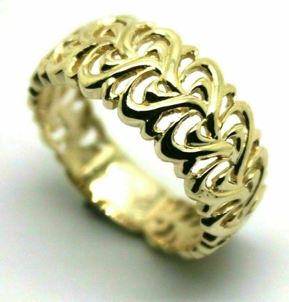 Genuine Size O 9ct Yellow, Rose or White Gold Wide Flower Filigree Ring