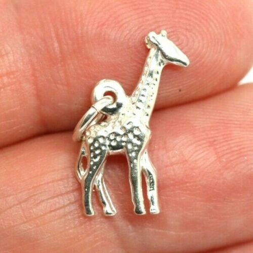 Sterling silver Giraffe + jump Pendant Zoo Animal African Safari Pendant or Charm