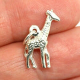 Sterling silver Giraffe + jump Pendant Zoo Animal African Safari Pendant or Charm