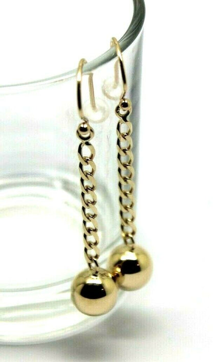 Genuine New 9ct 9kt Yellow or Rose Gold 10mm Ball Drop Chain Hook Earrings