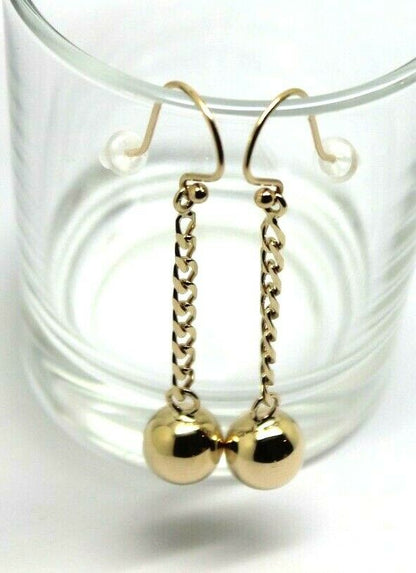 Genuine New 9ct 9kt Yellow or Rose Gold 10mm Ball Drop Chain Hook Earrings