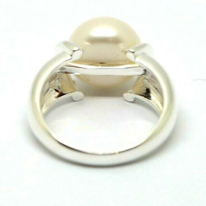 Size N Sterling Silver & Freshwater Pearl Button Ball Ring