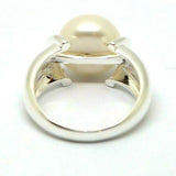 Size N Sterling Silver & Freshwater Pearl Button Ball Ring * Free Express Post