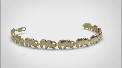 Kaedesigns, New 9ct Two Tone Yellow and White Elephant Bracelet 19cm long