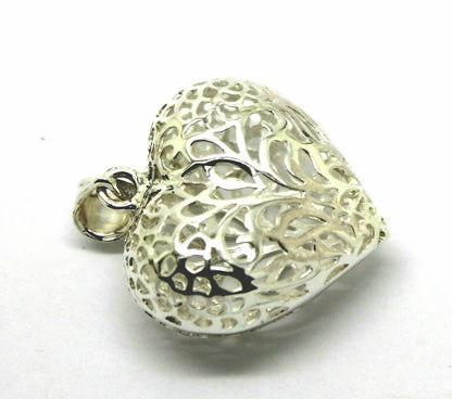 Sterling Silver Huge Heavy Large Filigree Heart Pendant