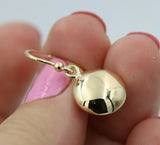Genuine 9ct Yellow, Rose or White Gold Disc Button Earrings 12mm Round Hook Earrings