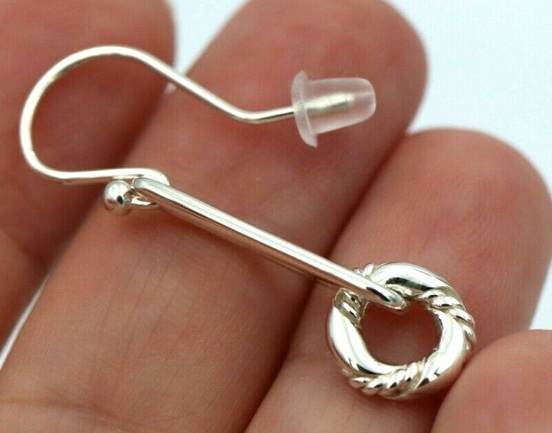 Kaedesigns Genuine Sterling Silver Drop Circle Hook Earrings