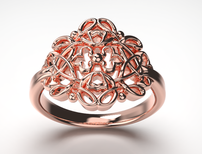 Solid New Genuine 9ct Yellow, Rose or White Gold Hallmarked 375 Fancy Weave Filigree Swirl Ring