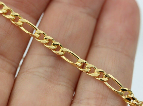 9ct Yellow Gold Figaro Bracelet 7.5