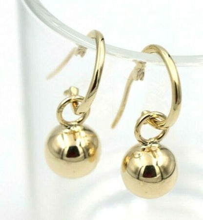 Genuine 9ct Yellow, Rose or White Gold Ball Hoop & 10mm Ball Earrings