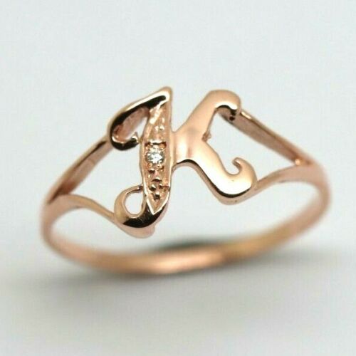 Kaedesigns Solid 9ct Rose Gold Diamond Set Small Delicate Initial