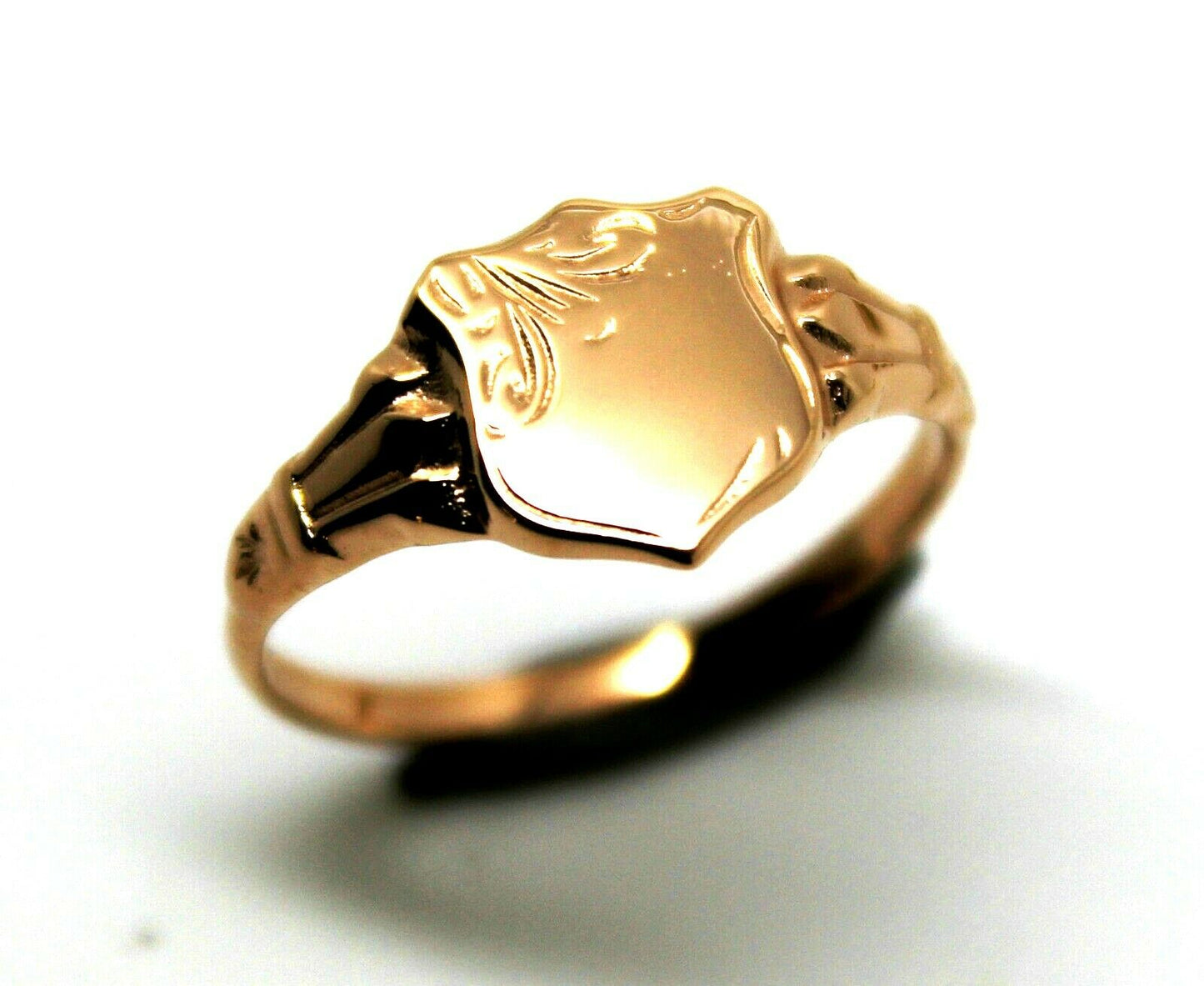 Size K, Kaedesigns New Childs Solid 9ct 9k Yellow, Rose or White Gold Shield Signet Ring