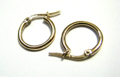 Genuine 9ct 9K Yellow, Rose or White Gold Small Hoop Round Earrings