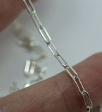 Sterling Silver Paper Clip Link Rectangular Link Chain Necklace Pendant 50cm, 60cm or 75cm Long * Free post