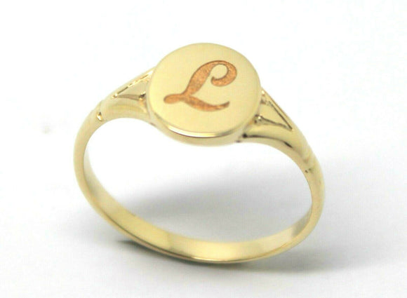Size K 1/2 Genuine Solid New 9ct Yellow, Rose or White Gold Oval Signet Ring Engraved With One Initial