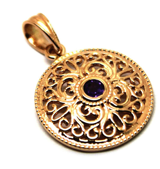 Kaedesigns, 9ct Yellow Gold or White Gold or Rose Gold filigree Amethyst Pendant