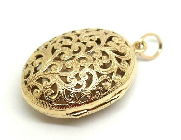 Kaedesigns New Genuine 9ct 9k Solid Yellow, Rose or White Gold Filigree Oval Pendant Locket