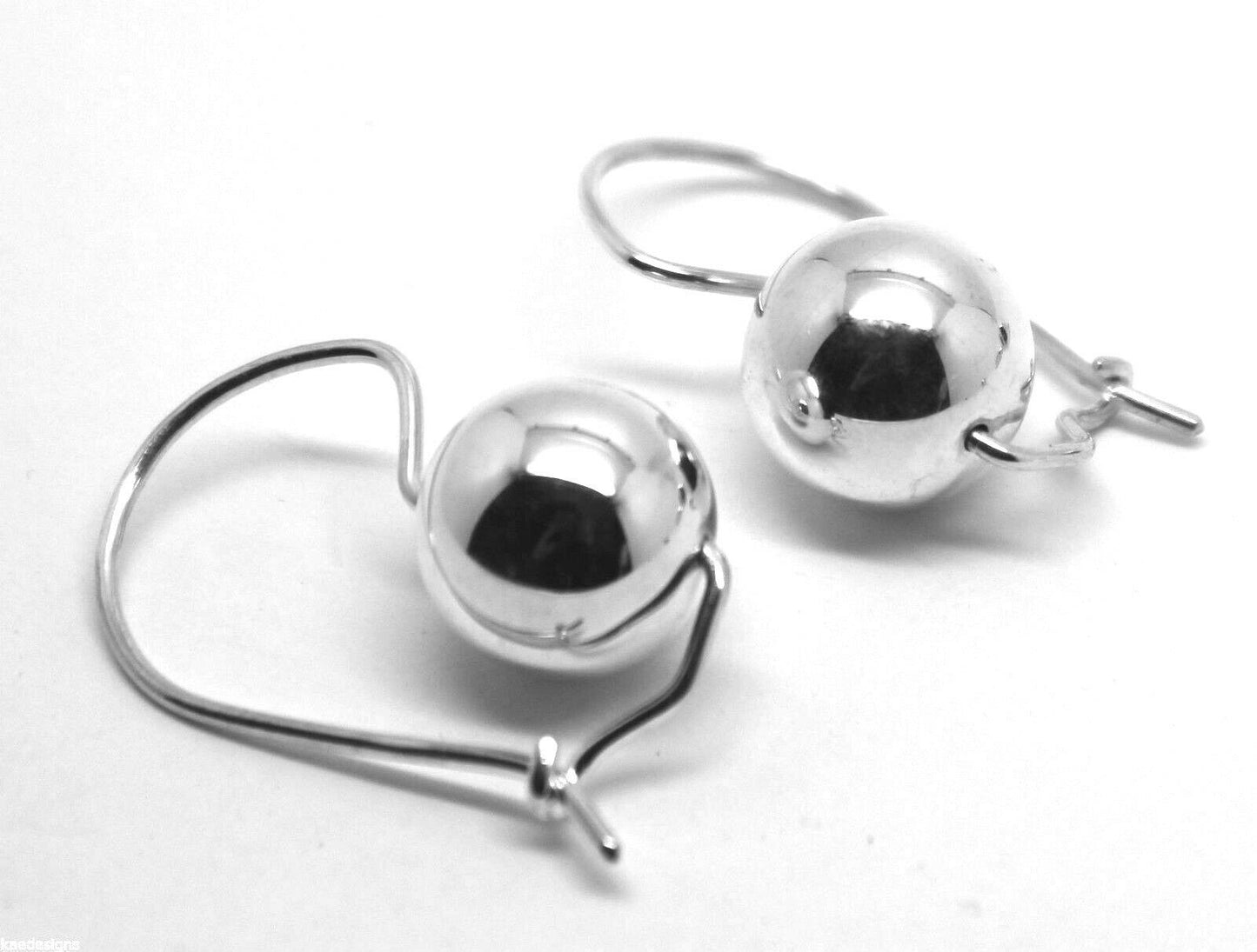 Genuine Extra Large Sterling Silver 925 14mm Ball Drop Earrings