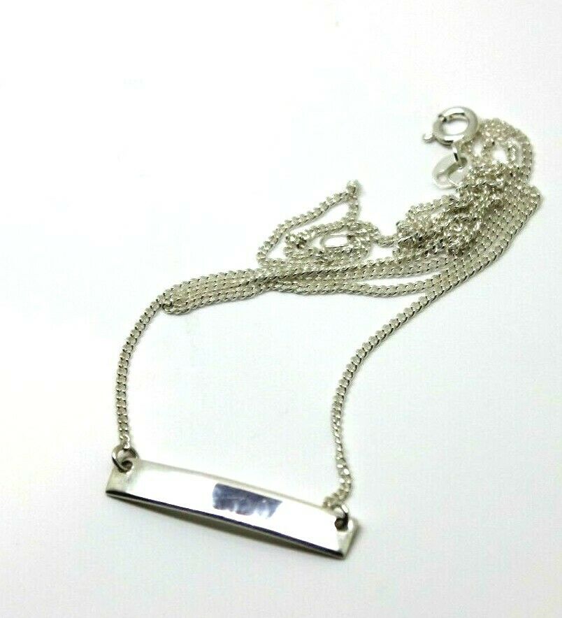 Sterling Silver Name Plate Necklace Curb Link Chain 48cm Long *Free engraving