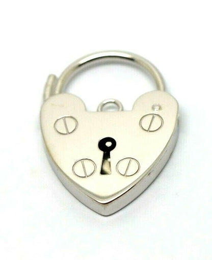 Genuine Large 18mm Sterling Silver Screw Heart Pendant Padlock