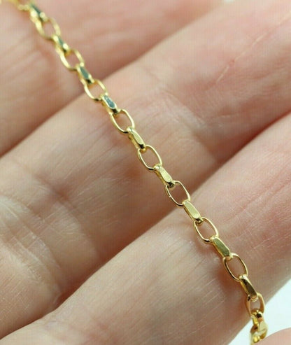 Genuine New 9ct Yellow Gold Solid 19cm Diamond Cut Oval Belcher Bracelet