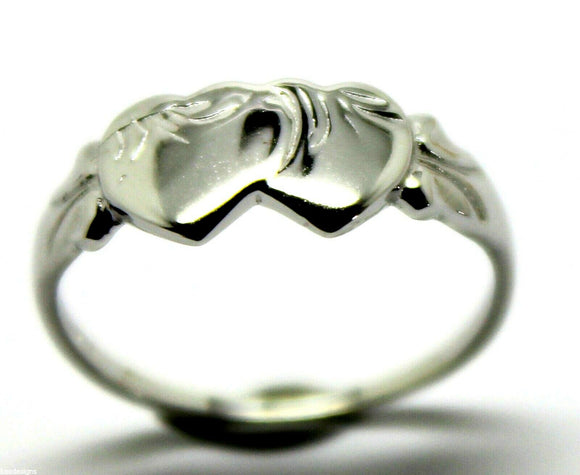 Size M Lightweight 9ct 9k White Gold Double Heart Signet Ring - Free express post