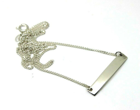 Sterling Silver Name Plate Necklace Curb Link Chain 48cm Long *Free engraving