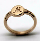 Genuine Full Solid 9ct Yellow, Rose or White Gold Oval Signet Ring Engraved With One Initial - Choose your size (sizes H to T)