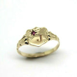 Genuine 9ct Small Yellow, Rose or White Gold Childs Ruby Shield Signet Ring + engraving of 1 initial
