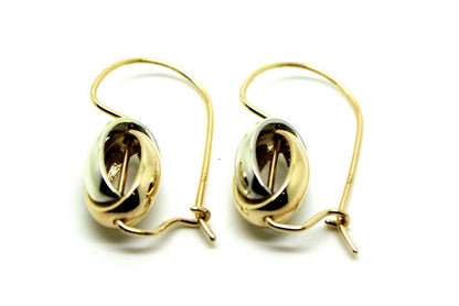 Genuine 9ct Yellow & White Gold Spinning Oval Belcher Earrings