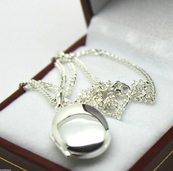 Sterling Silver Oval Locket Pendant 2 Photos & 50cm Silver Chain