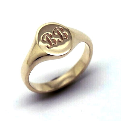 Size F 9ct 9K Yellow, Rose or White Gold Oval Signet Ring 9mm x 7mm + Engraving of 2 initial