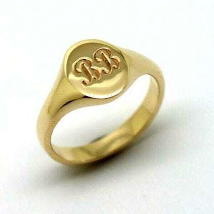 Size F 9ct 9K Yellow, Rose or White Gold Oval Signet Ring 9mm x 7mm + Engraving of 2 initial