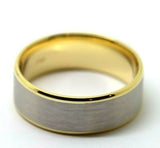 18ct Hallmarked 750 Heavy Yellow & White Gold Solid Mens Brushed Wedding Band