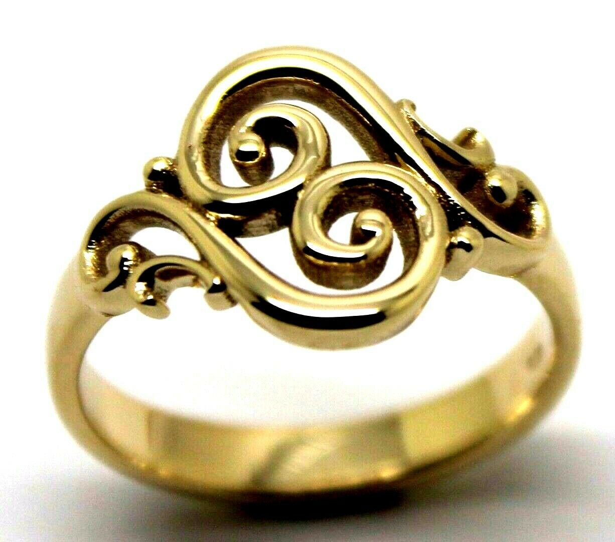 Genuine 9ct Gold 375 Full Solid Yellow, Rose or White Gold Filigree Swirl Ring - Choose your size from N to S